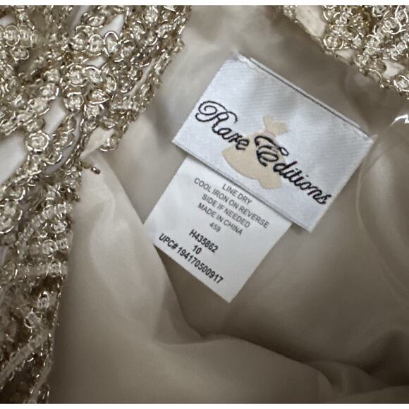 Rare Editions Girls Green Gold Lace Beaded High Low Formal Dress Size 10 - Picture 9 of 9